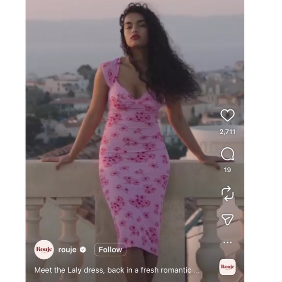 Rouje Dresses & Skirts - NWT Rouje Paris Laly Margaux Rose Pink Floral Midi Dress Size 36 FR 4 Us